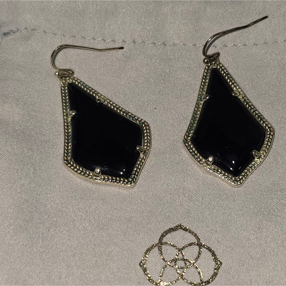 Kendra Scott Alex Drop Earrings‎ Onyx Silver Tone